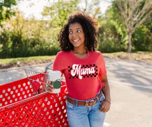 Retro Checkered Mama Red Graphic Tee