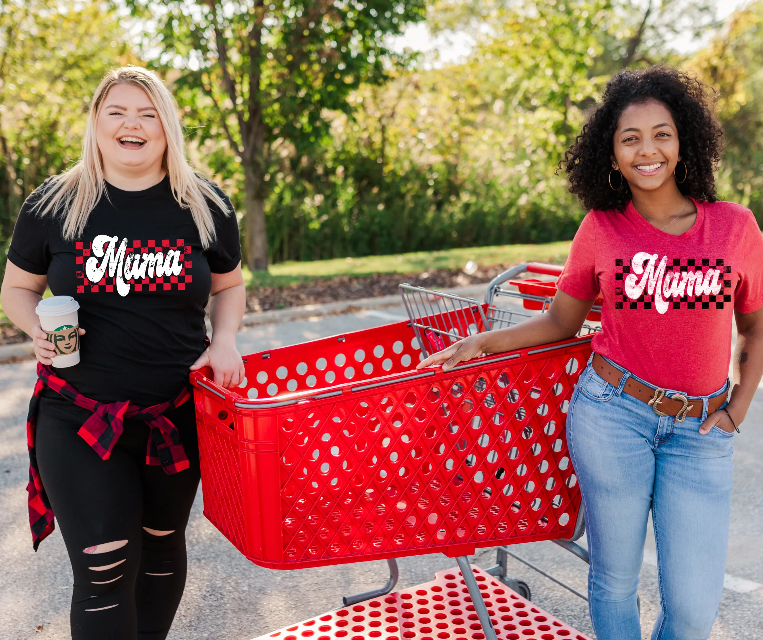 Retro Checkered Mama Red Graphic Tee