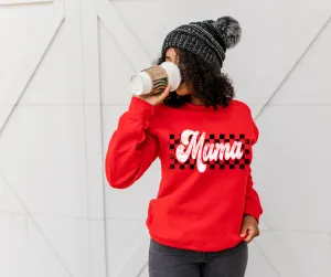 Retro Checkered Mama Red Sweatshirt