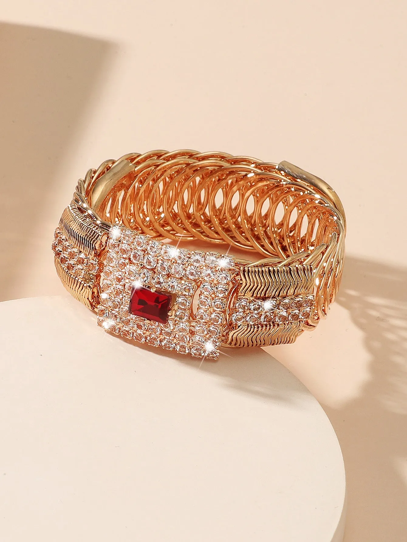 Rhinestone Geo Decor Bracelet -  Multicolor