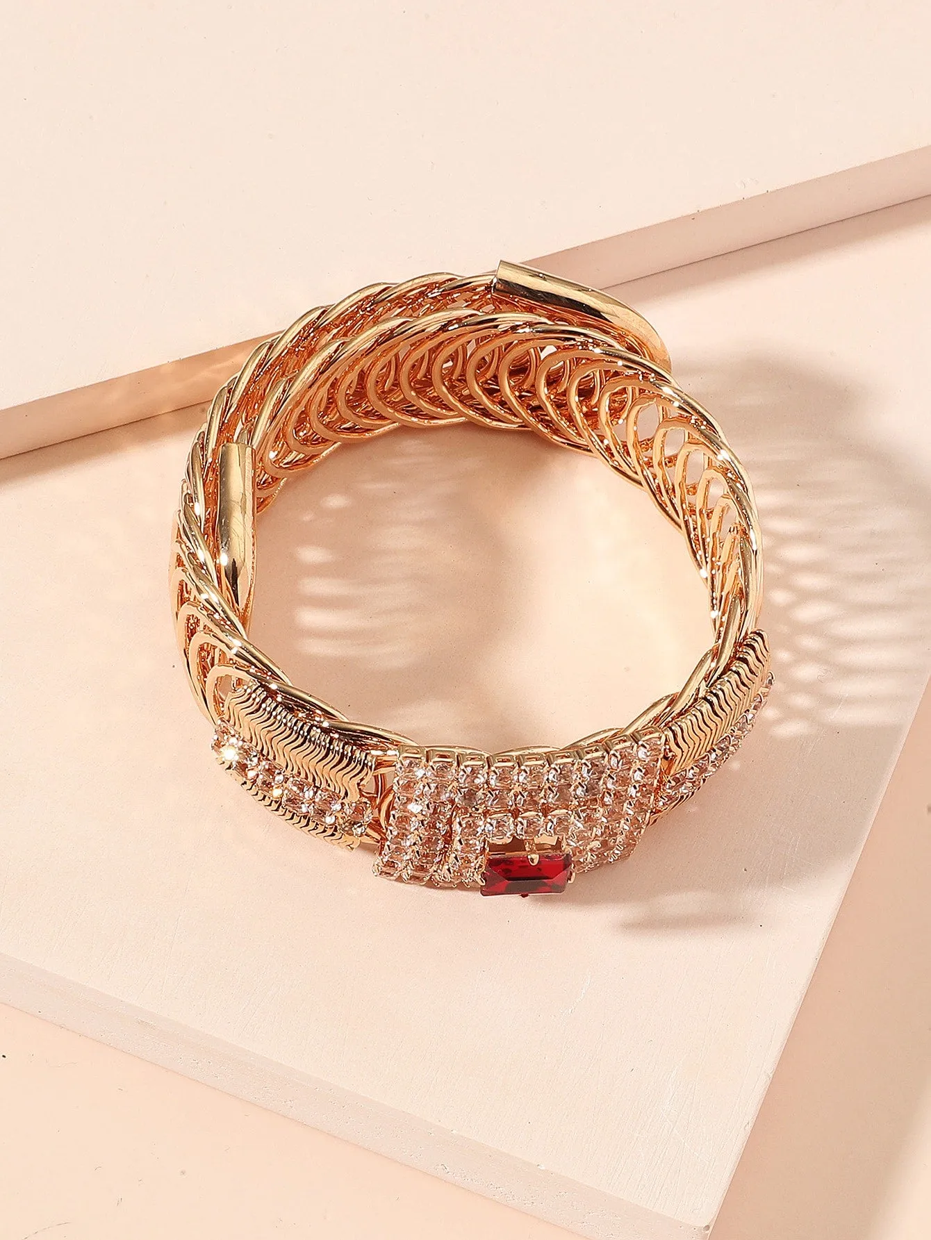 Rhinestone Geo Decor Bracelet -  Multicolor