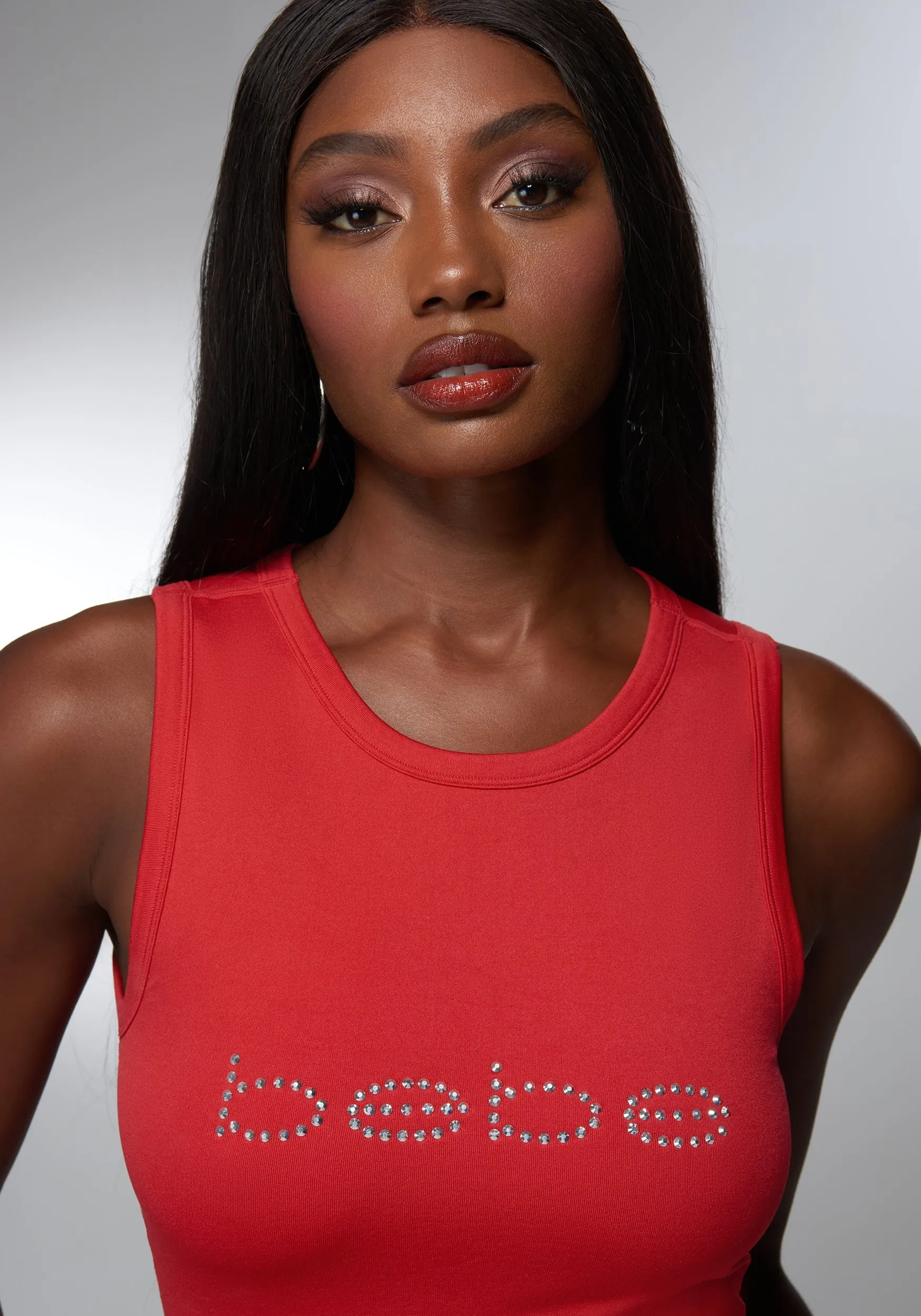 Rhinestone Logo Cropped Tank
