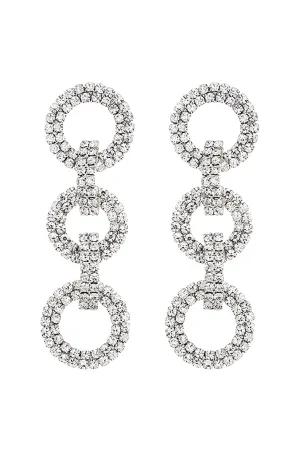 RHINESTONE THREE RING DROP EARRINGS