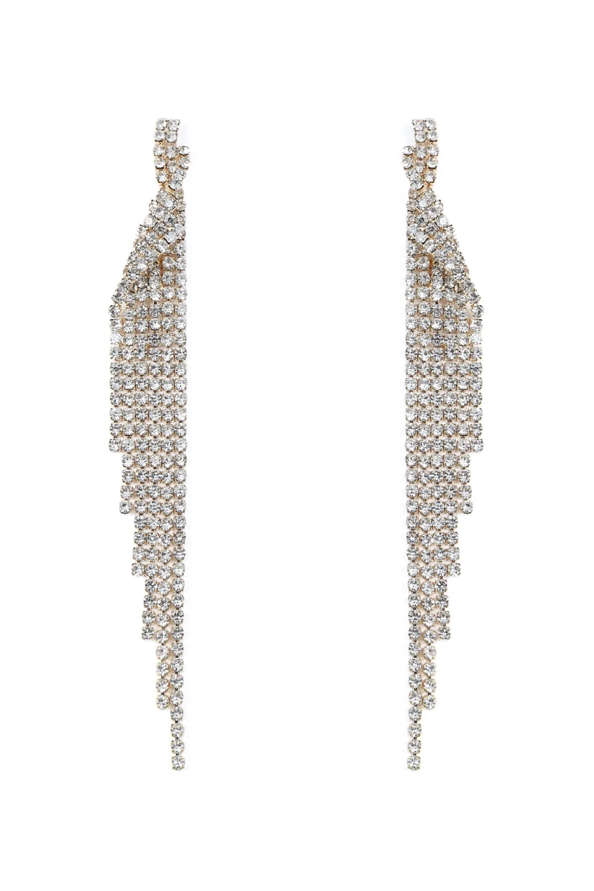 RHINESTONE WING TASSEL DROP EARRINGS