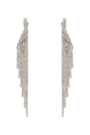 RHINESTONE WING TASSEL DROP EARRINGS