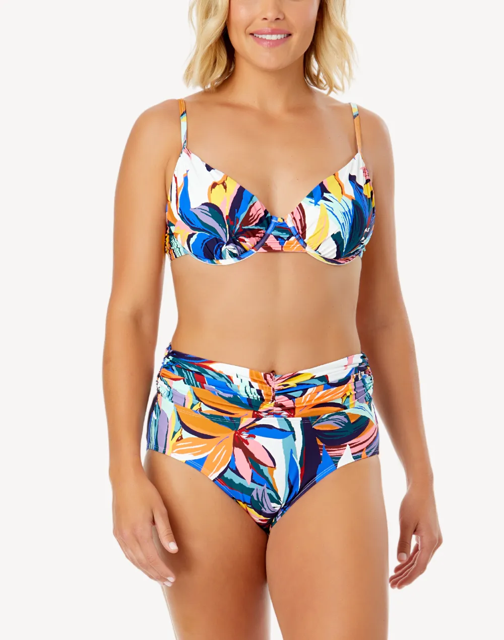 Riviera Floral Shirred High Waist Bikini Bottom