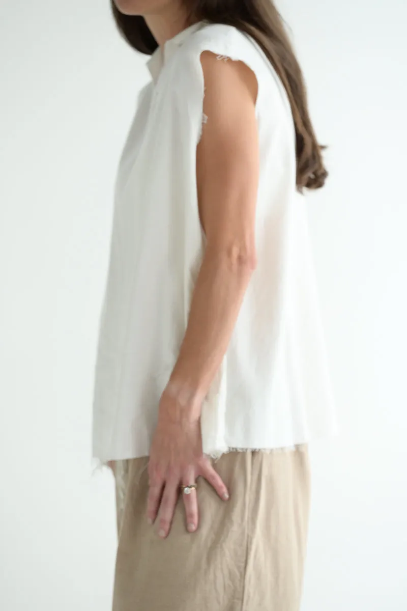 Round Neck Sleeveless Top in Cream