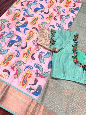 Semi Kanchipattu Soft Silk Digital Print Saree