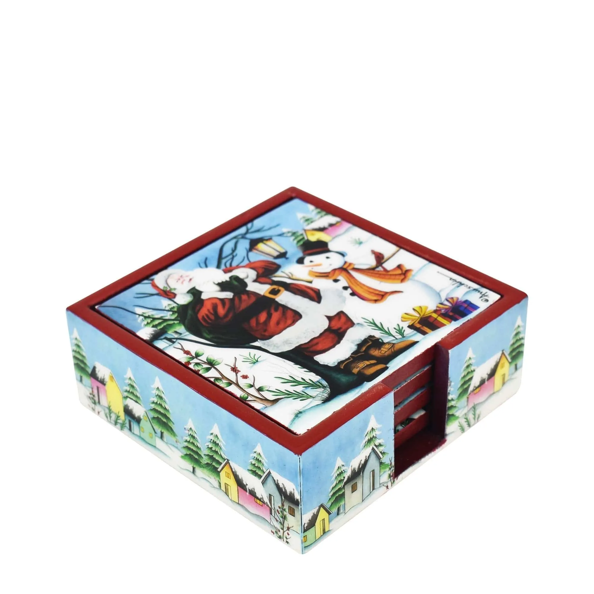 Set of 4 Wooden Printed Square Coasters (Revive Collection) - 25000-B