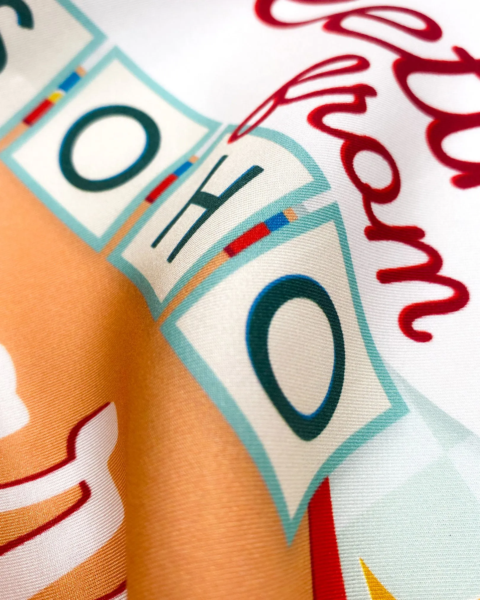 Silk 1950's Pocket Square - Soho Sign Blue