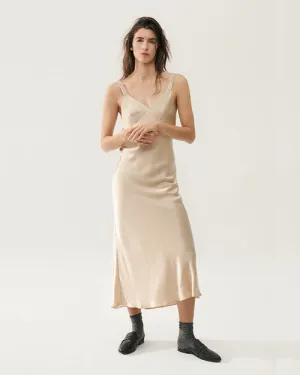 SILK LAUNDRY | Deco Ruched Dress | Hazelnut