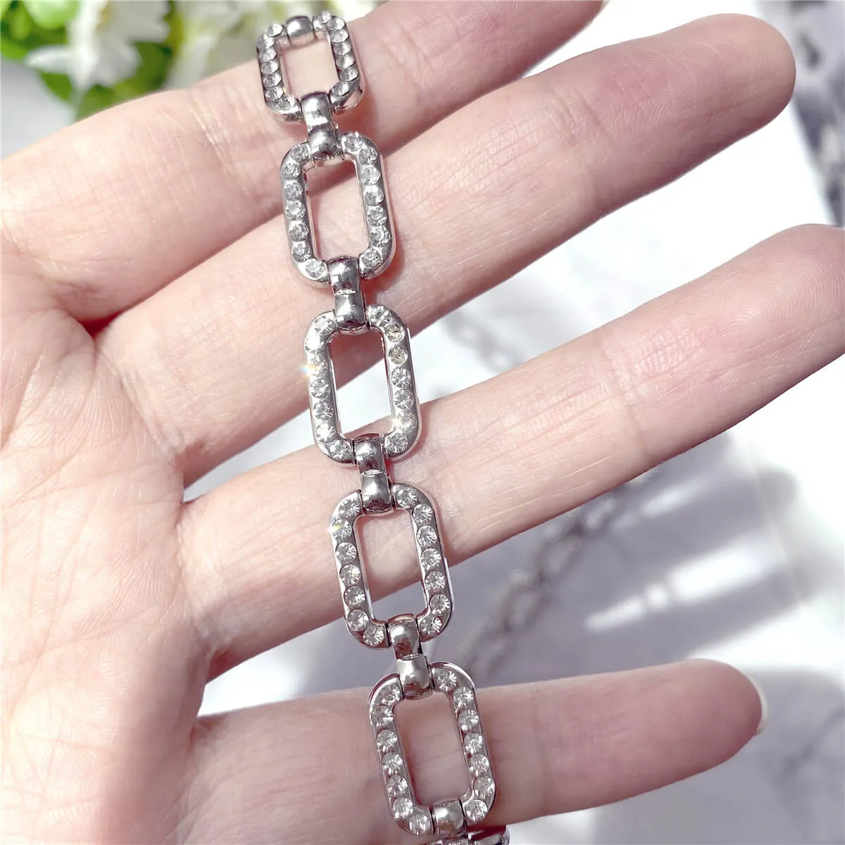 Silver Rhinestone Jewelry Bra Straps