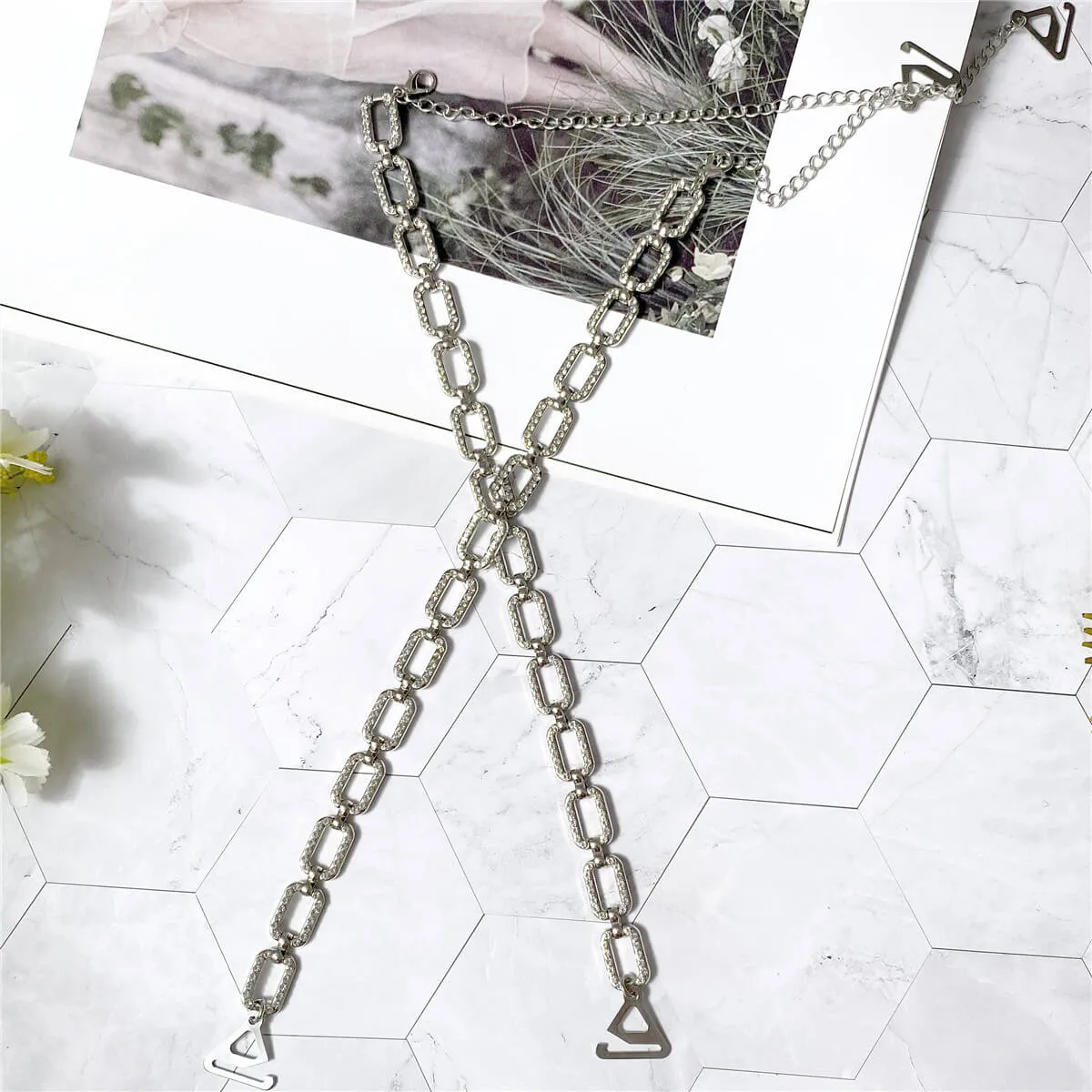 Silver Rhinestone Jewelry Bra Straps