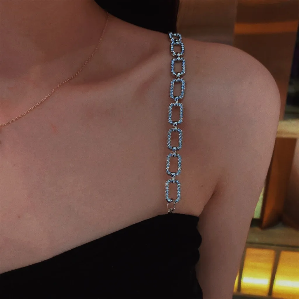Silver Rhinestone Jewelry Bra Straps