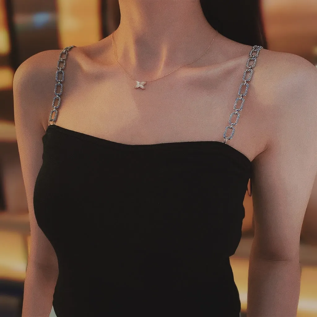 Silver Rhinestone Jewelry Bra Straps