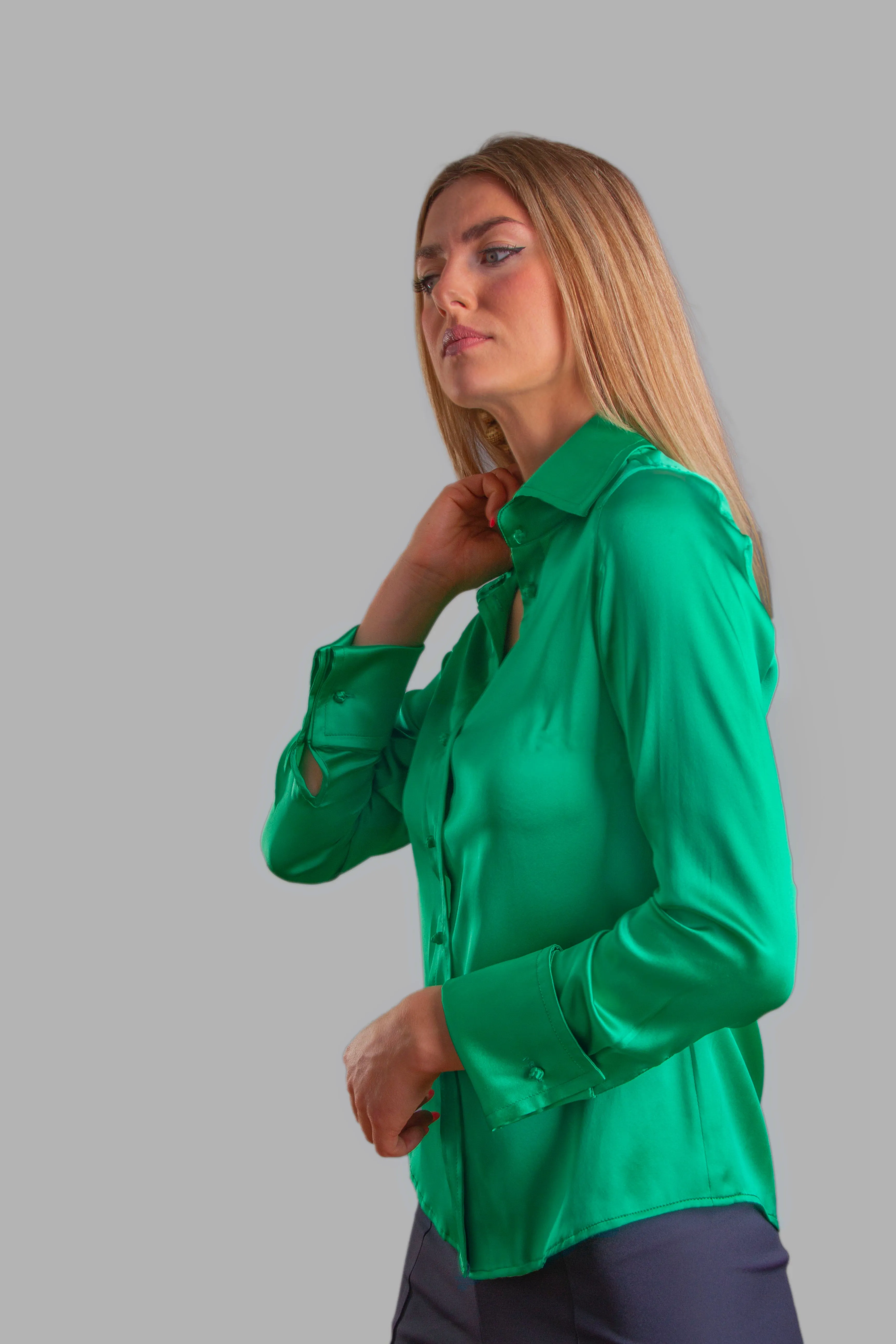 Soft Collar Blouse - Green