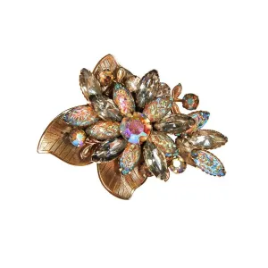 Sparkling Jude Lee Aurora Borealis Rhinestone Flower Brooch