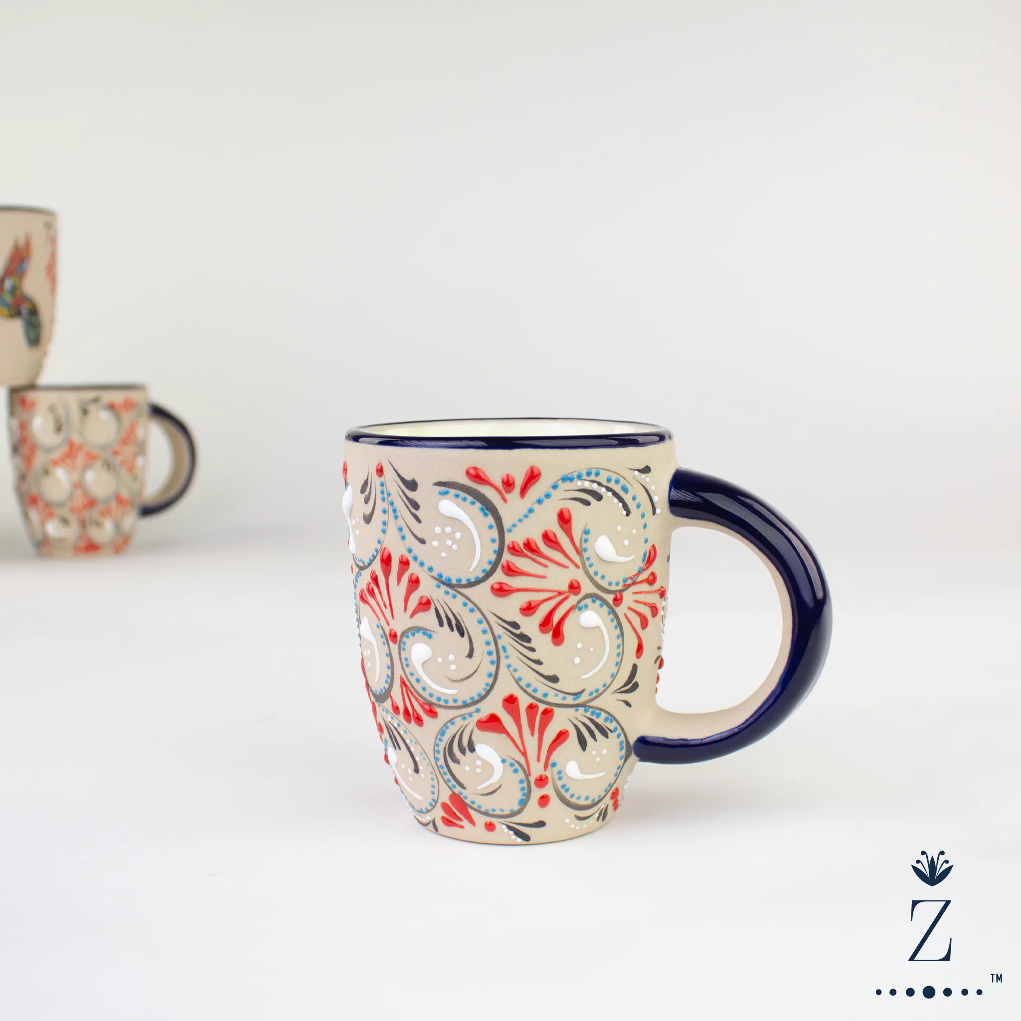 Stoneware Mugs 12oz | Colibri Hand Painted Pattern