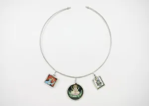 Story-rich, head-turning, hasli (neck ring) with miniature painting pendants