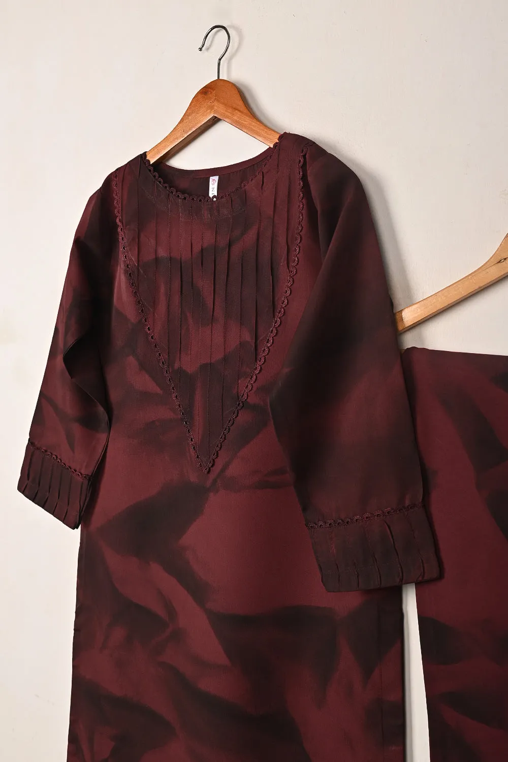 STP-292A-Maroon - 2Pc Ready to Wear Spray Contoured Co-Ord Set