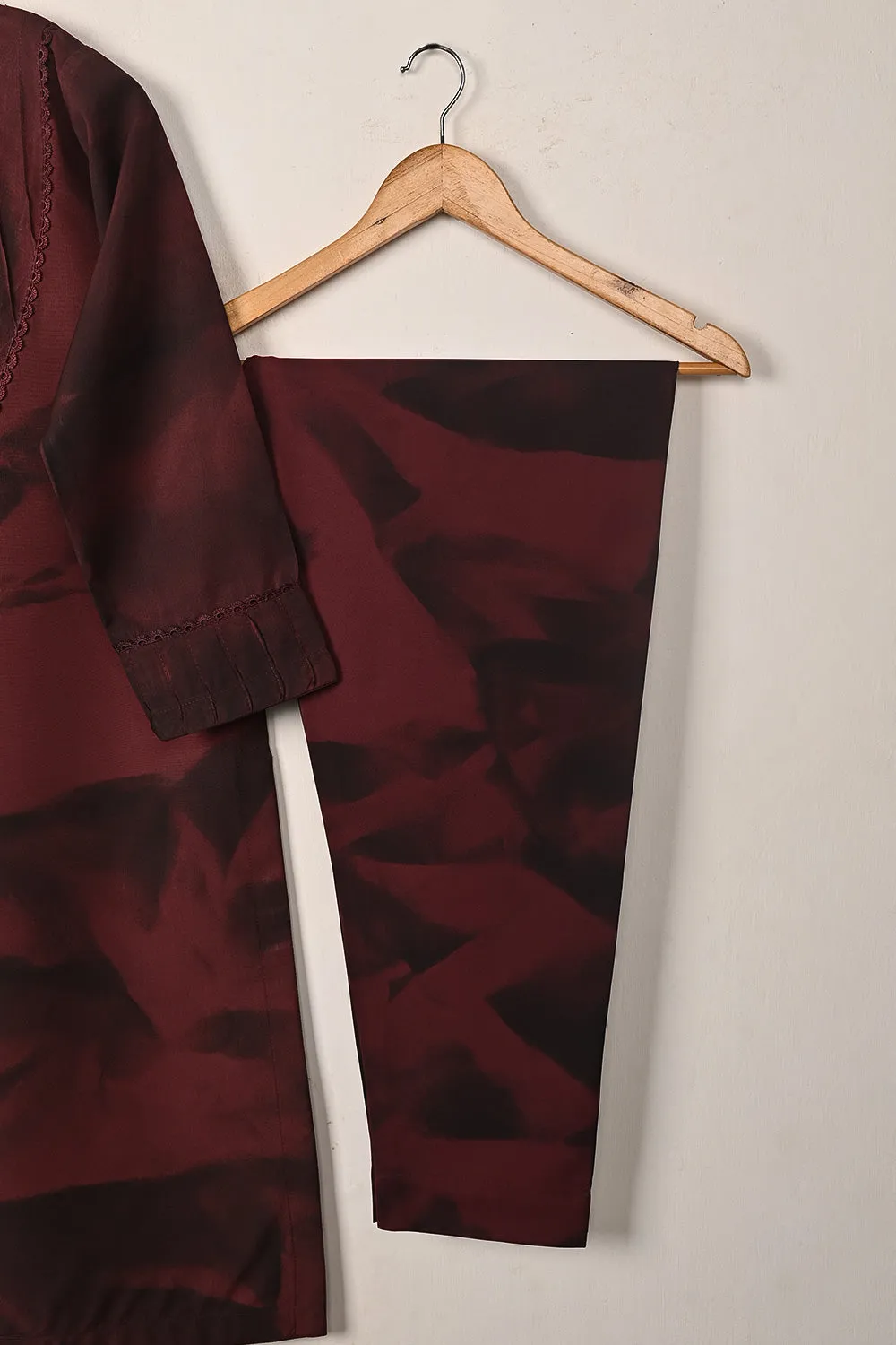 STP-292A-Maroon - 2Pc Ready to Wear Spray Contoured Co-Ord Set
