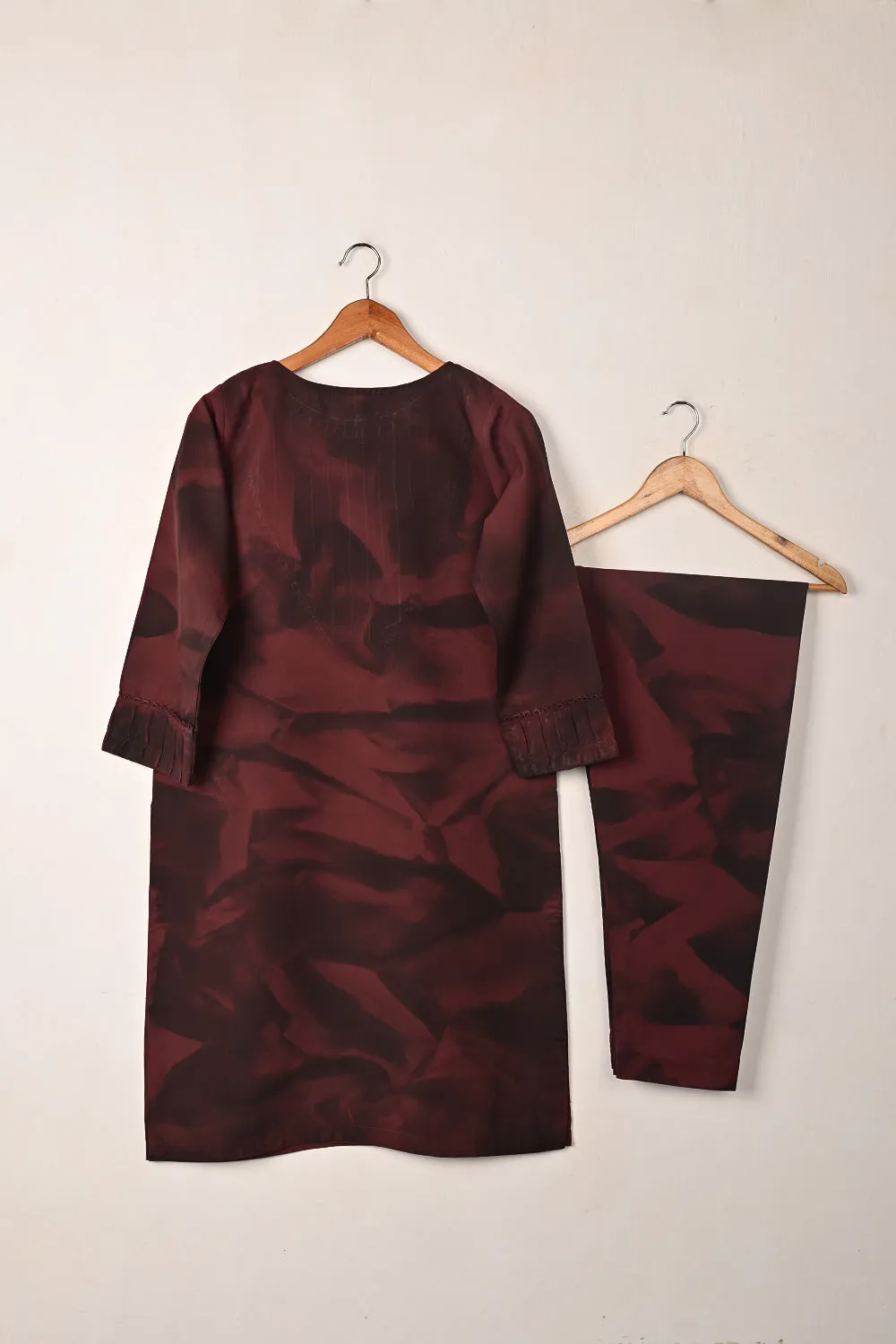 STP-292A-Maroon - 2Pc Ready to Wear Spray Contoured Co-Ord Set