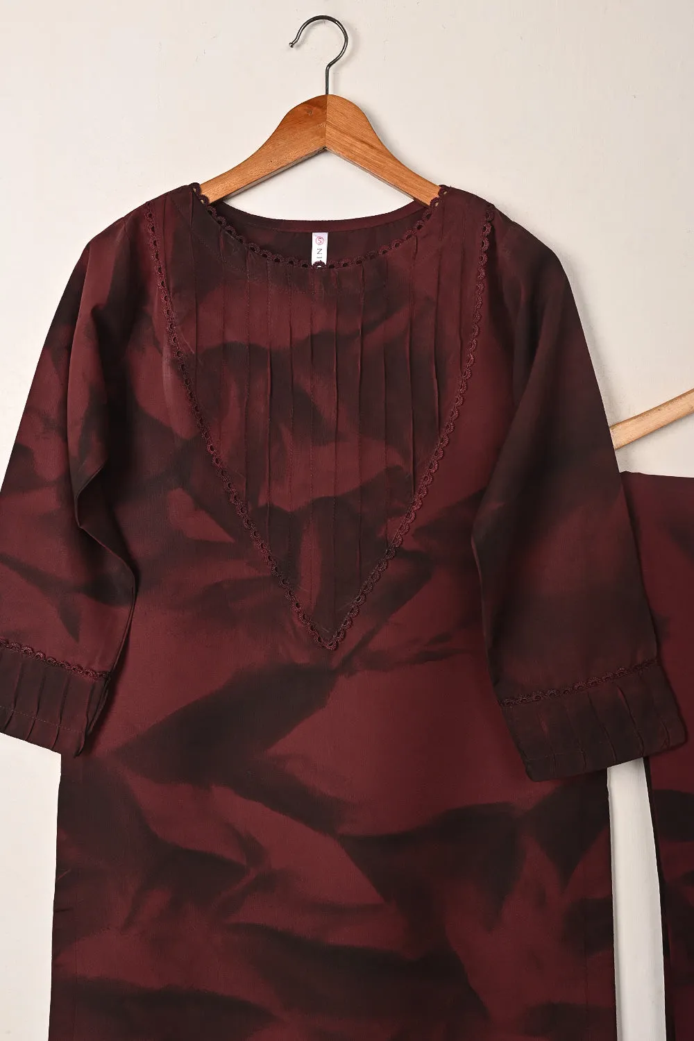 STP-292A-Maroon - 2Pc Ready to Wear Spray Contoured Co-Ord Set