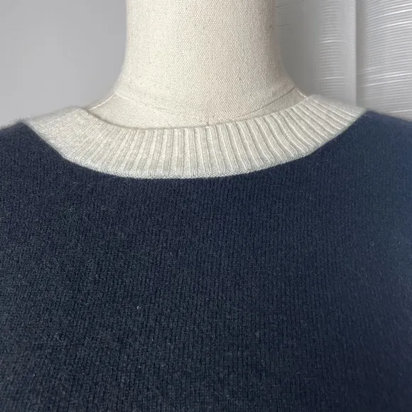 Summersalt The Coziest Cashmere Blend Crew Sweater Black &amp; Ivory Size XS