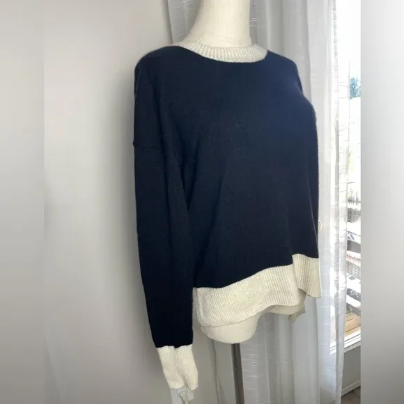 Summersalt The Coziest Cashmere Blend Crew Sweater Black &amp; Ivory Size XS
