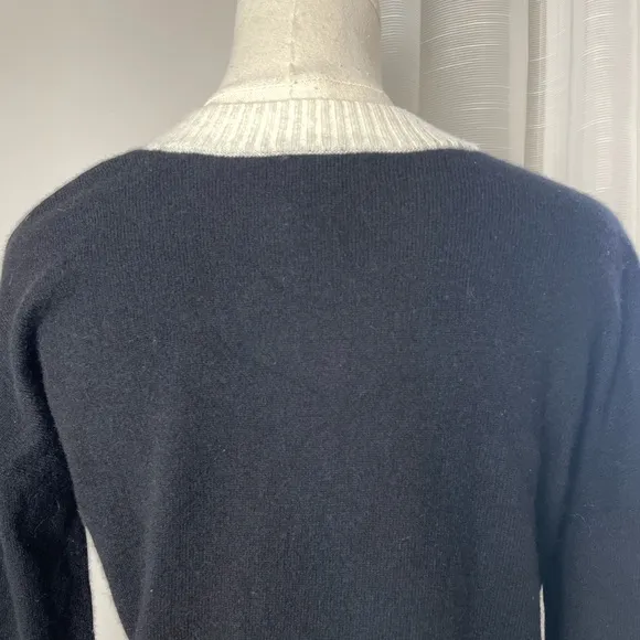 Summersalt The Coziest Cashmere Blend Crew Sweater Black &amp; Ivory Size XS