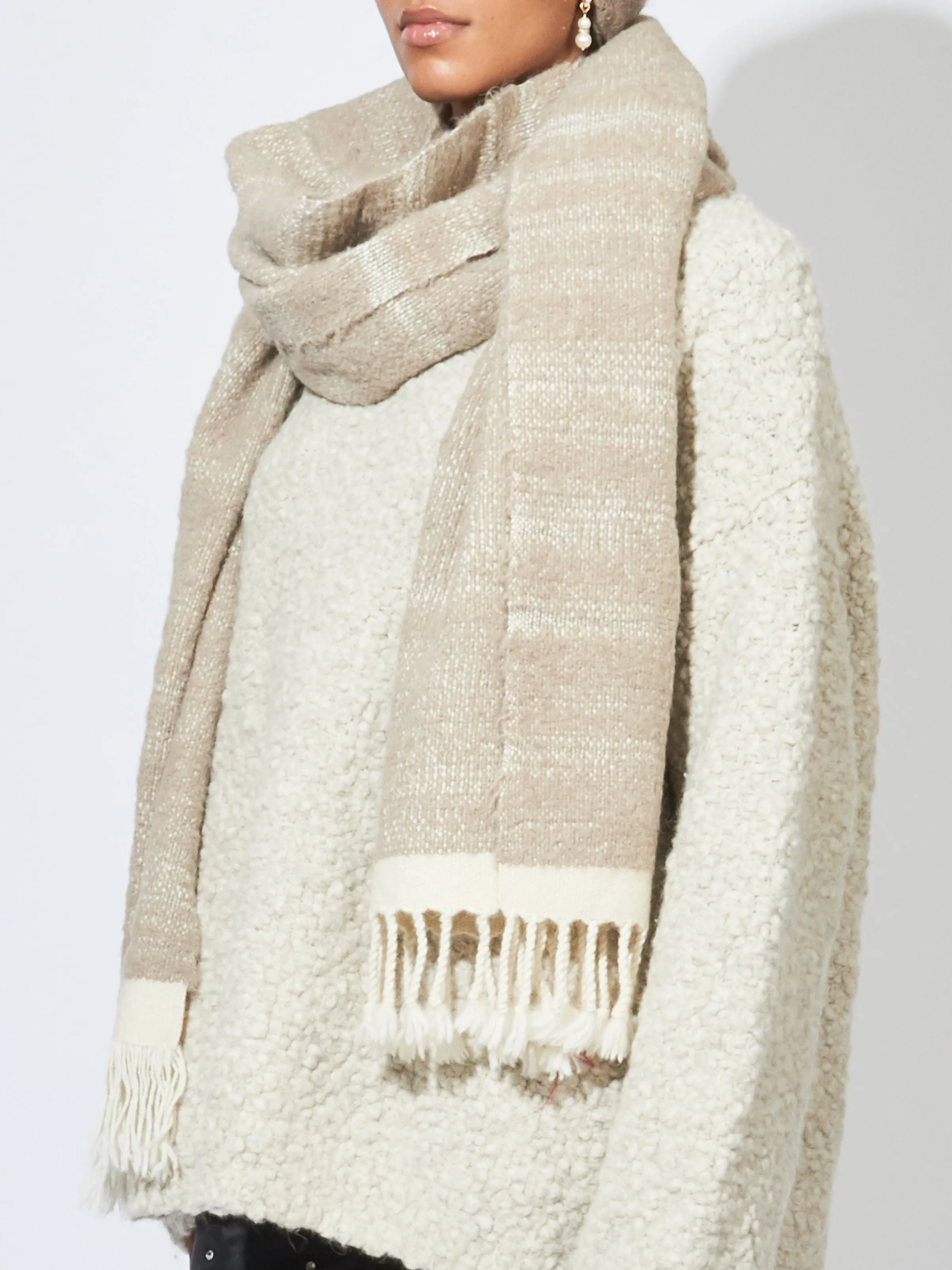 Taupe Handwoven Threadbare Scarf