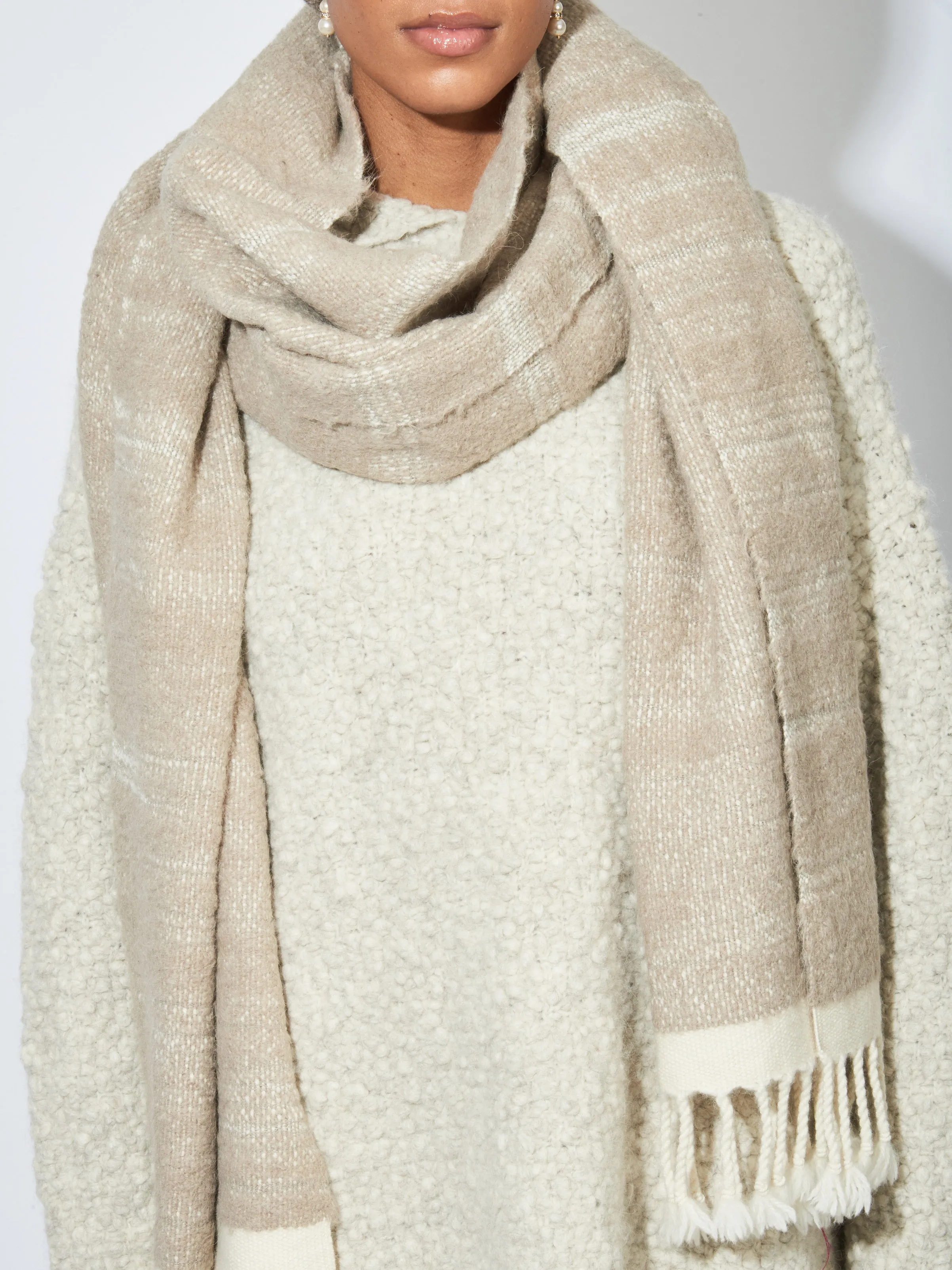 Taupe Handwoven Threadbare Scarf