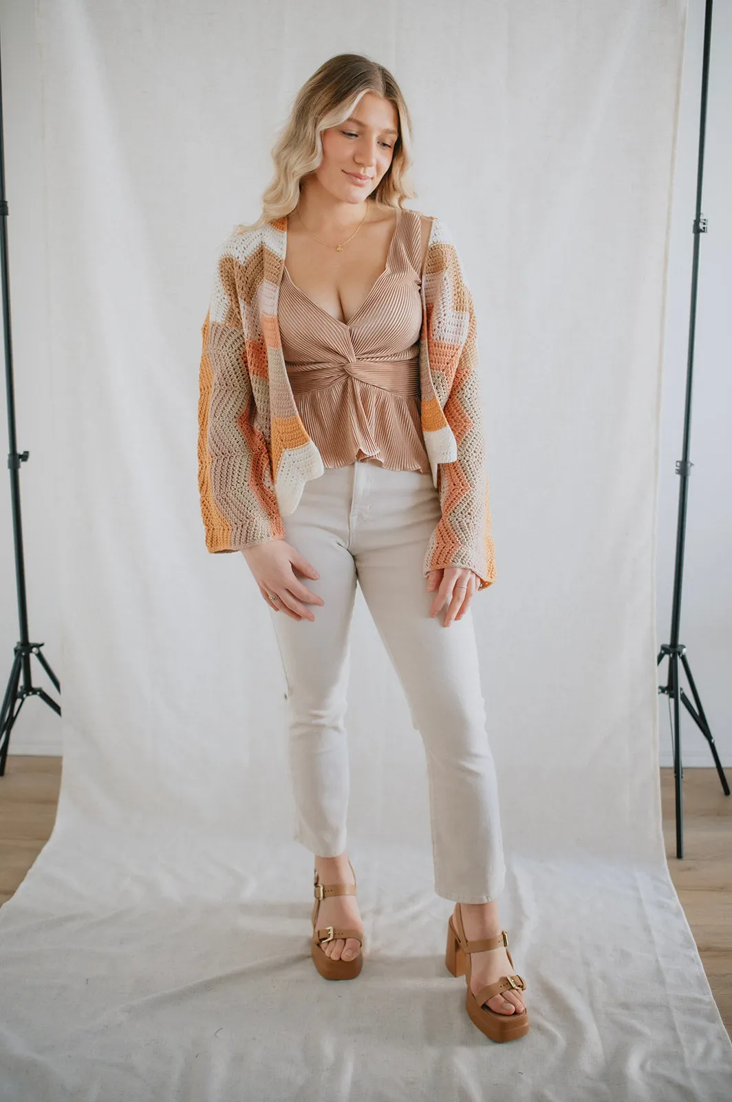 The Valeria Stripe Crochet Cardigan - PLUS