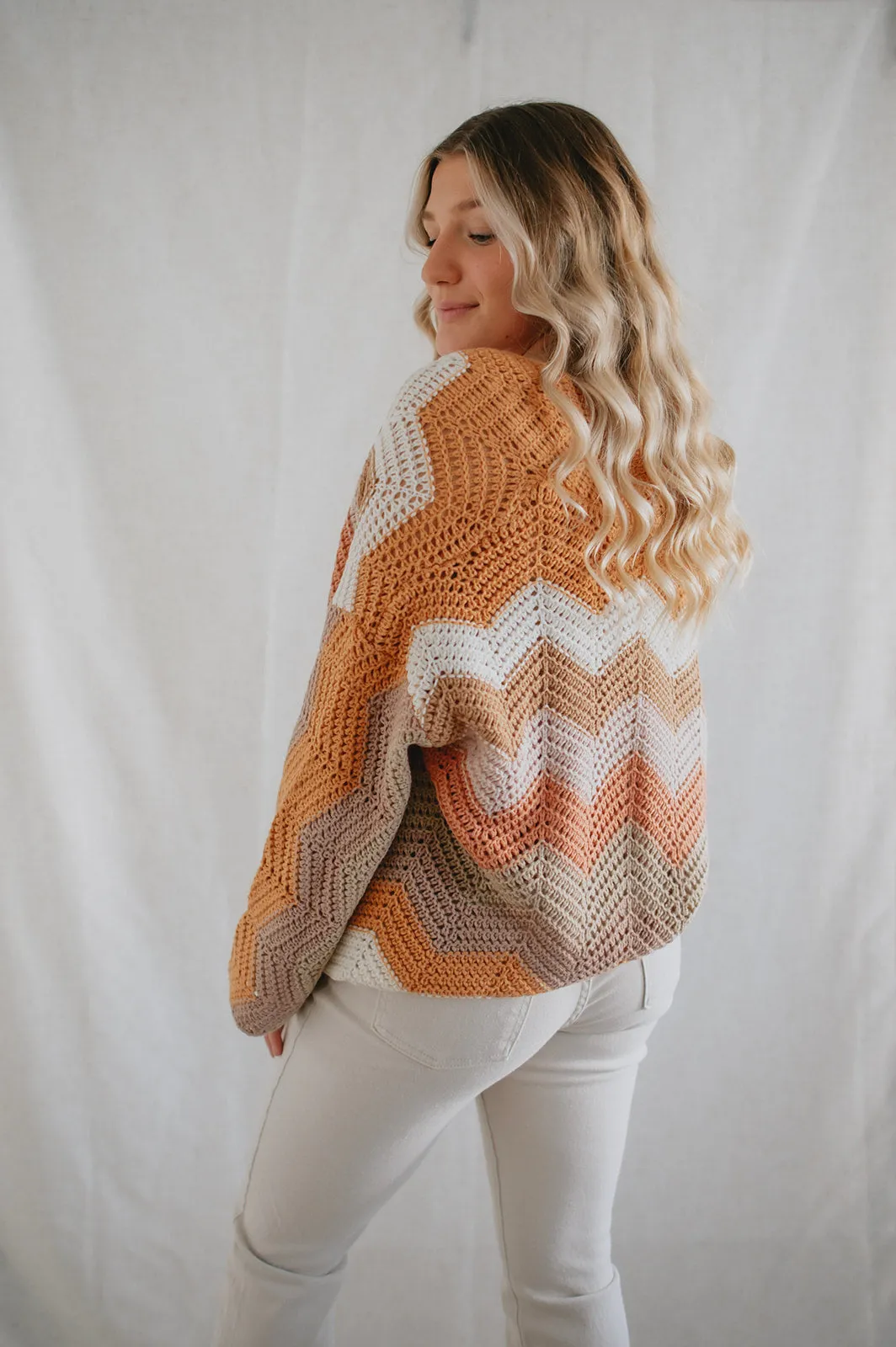 The Valeria Stripe Crochet Cardigan - PLUS