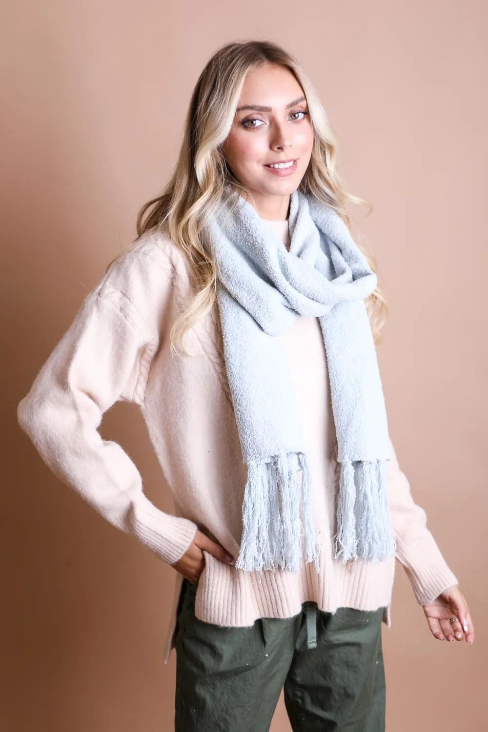 Ultra-Soft Boucle Tassel Scarf (4 colors)