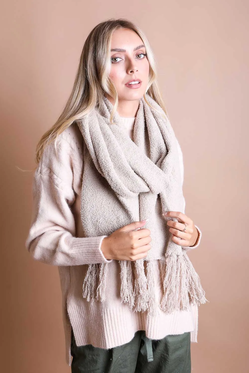 Ultra-Soft Boucle Tassel Scarf (4 colors)