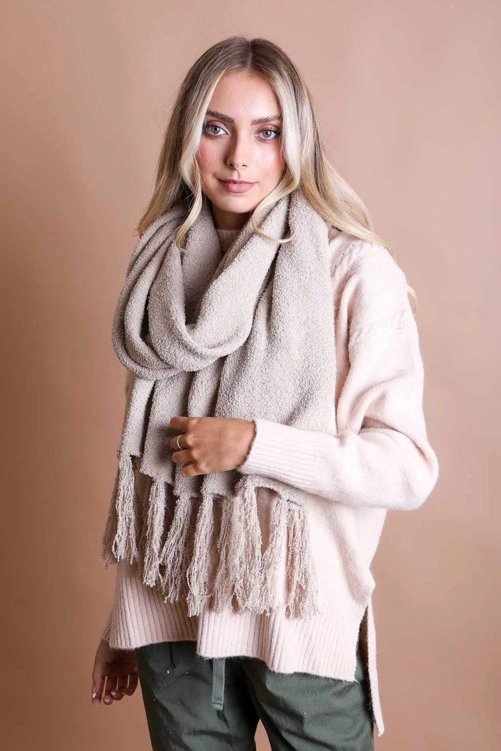 Ultra-Soft Boucle Tassel Scarf (4 colors)