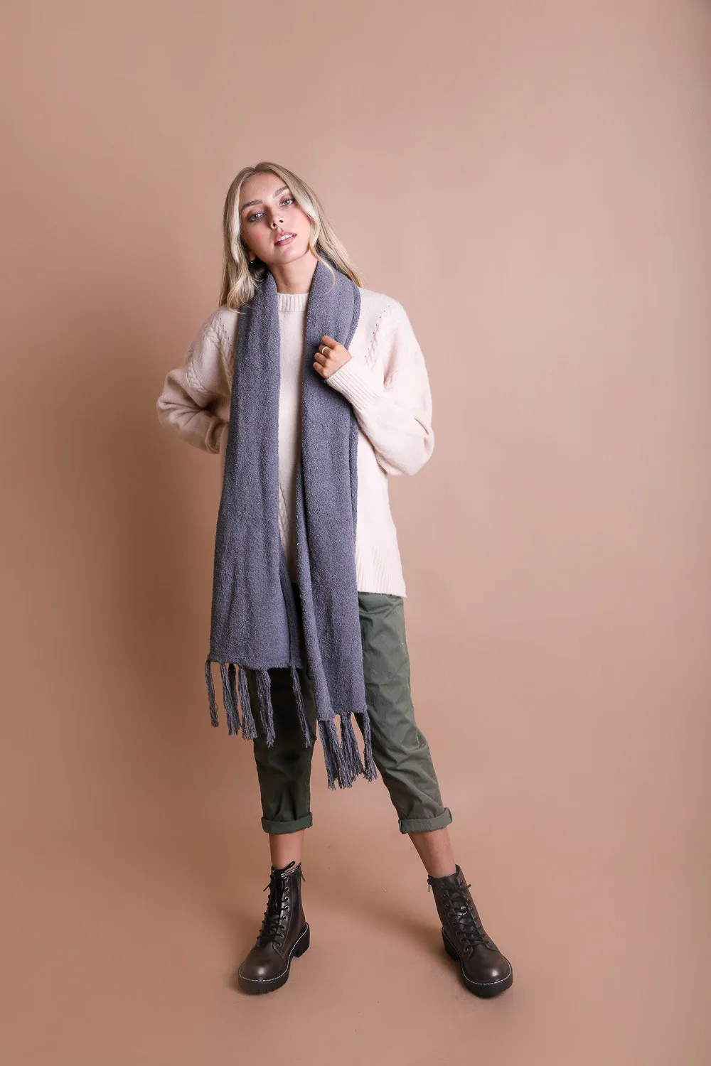 Ultra-Soft Boucle Tassel Scarf (4 colors)