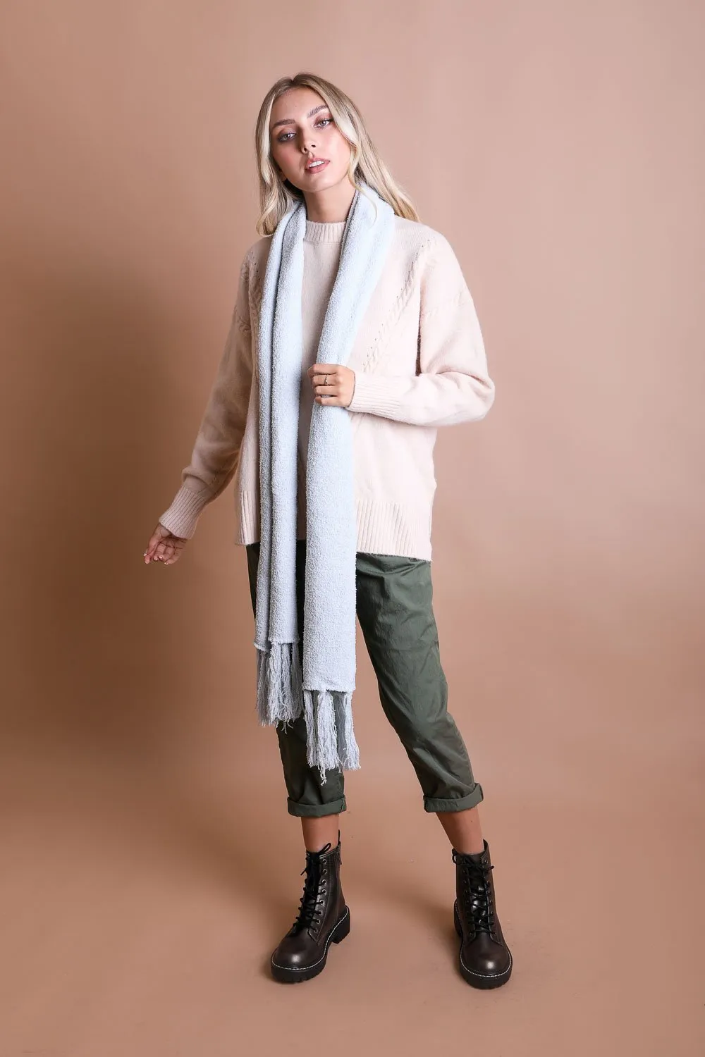 Ultra-Soft Boucle Tassel Scarf (4 colors)