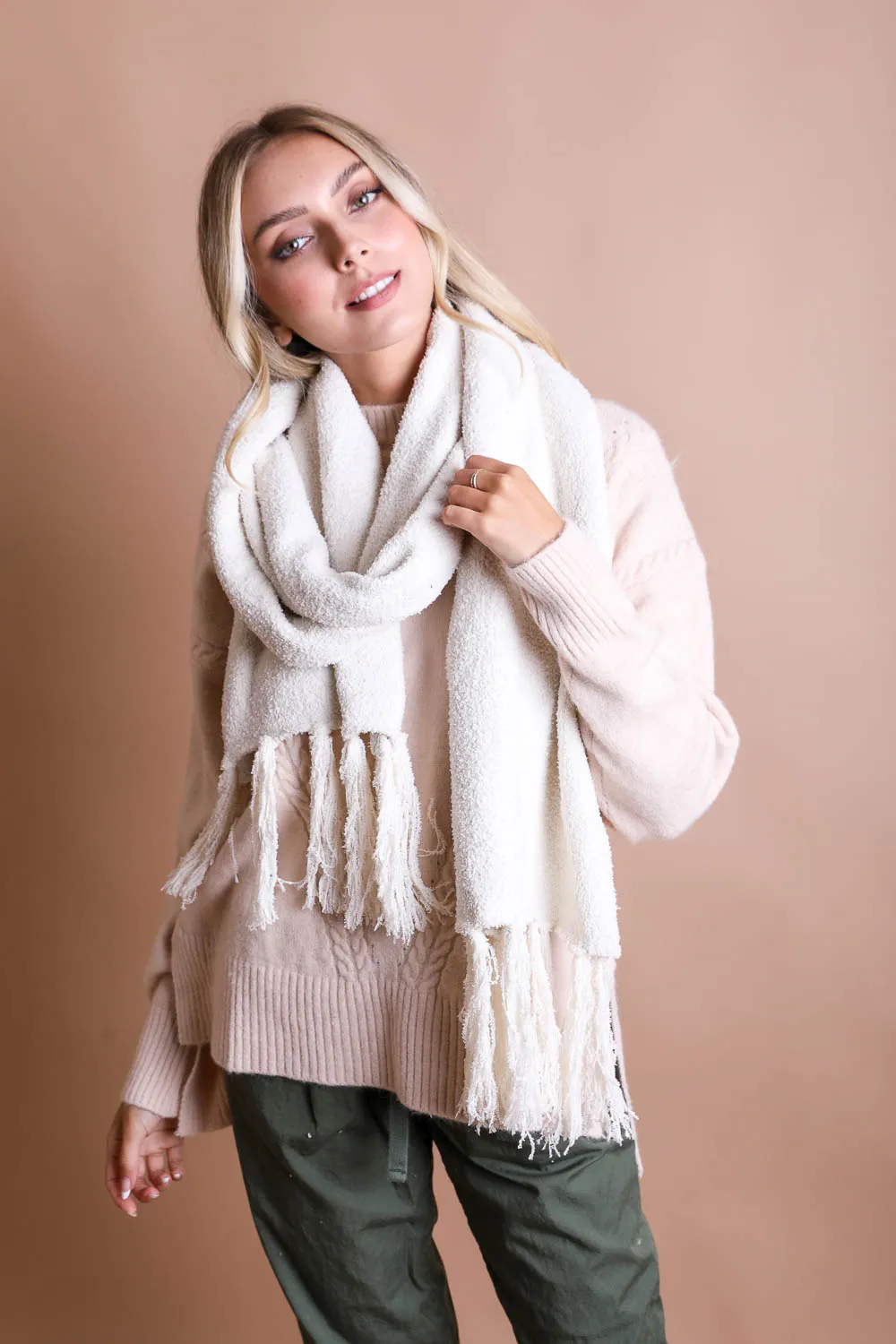 Ultra-Soft Boucle Tassel Scarf (4 colors)