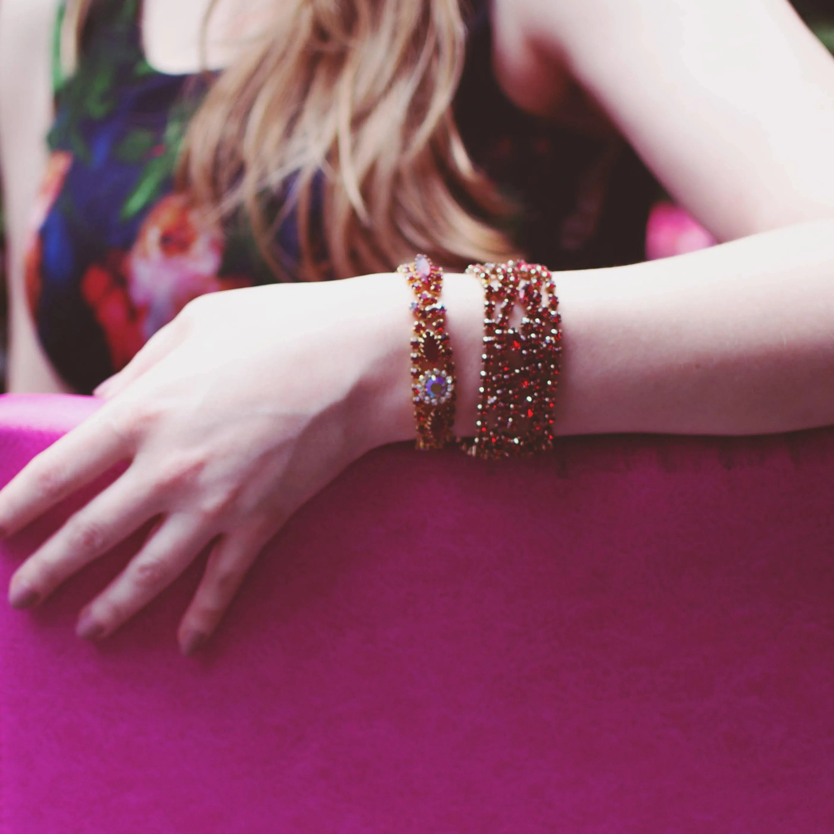 Vintage Red Rhinestone Bracelet