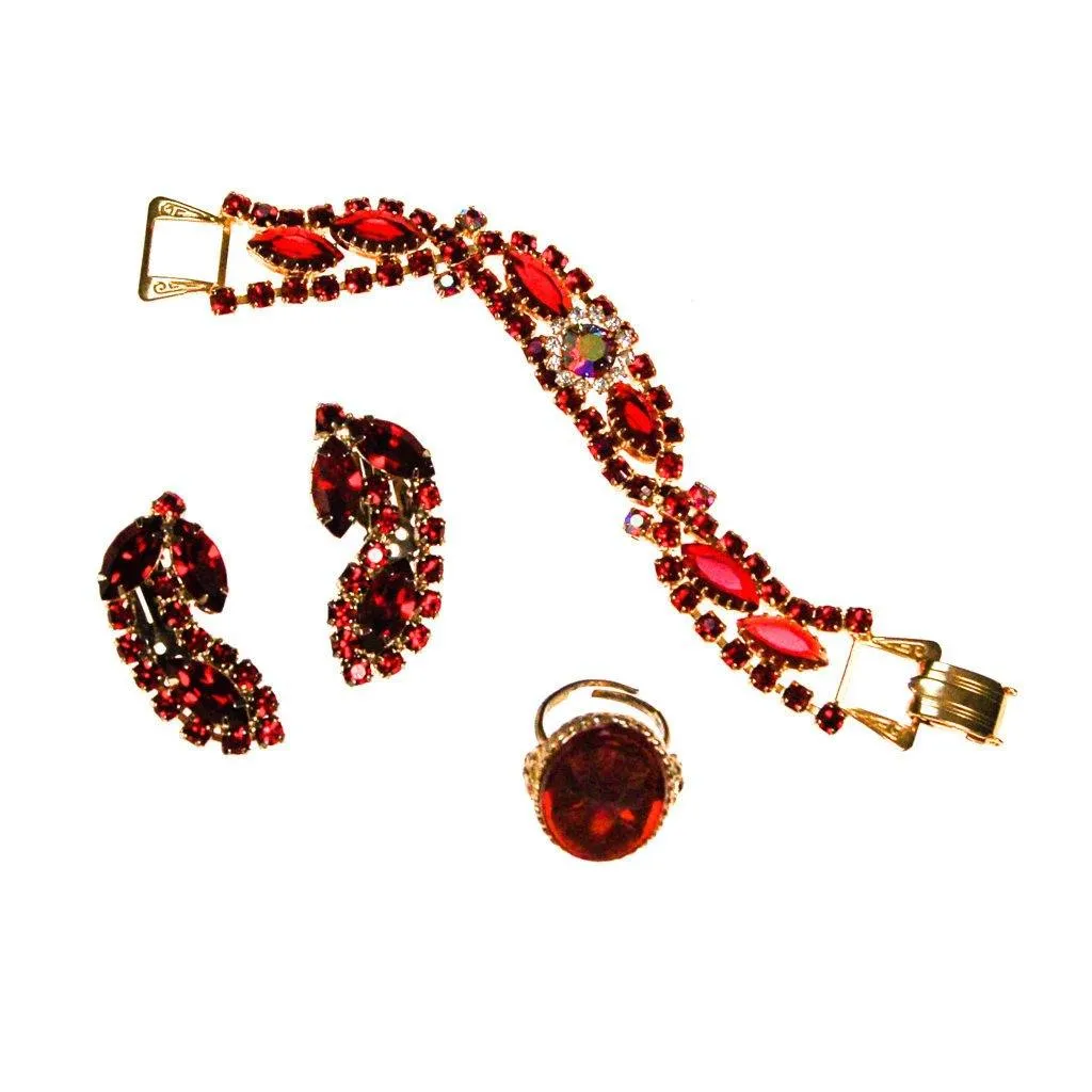 Vintage Red Rhinestone Bracelet