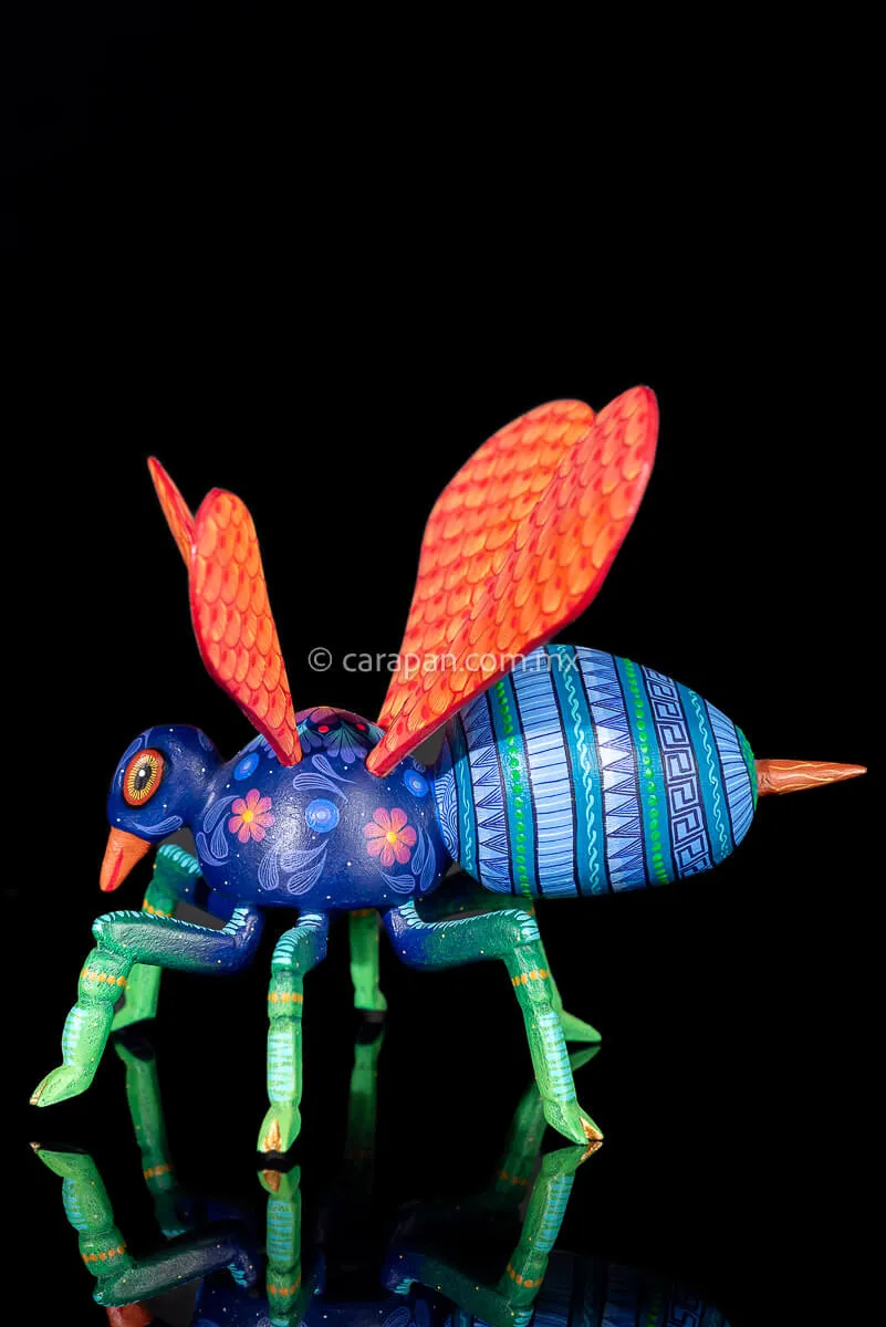 Wasp Sculpture Mexican Wood Carving Alebrije