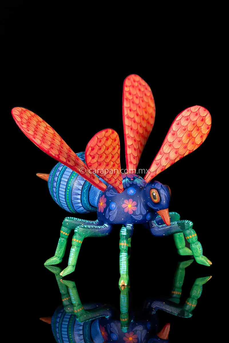 Wasp Sculpture Mexican Wood Carving Alebrije