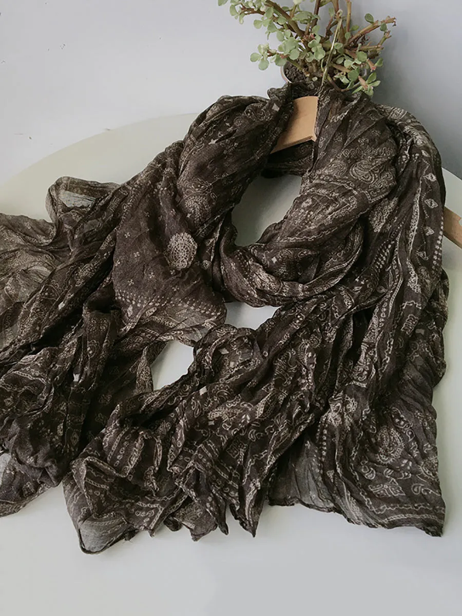 Women Ethnic Print Fold Soft Scarf