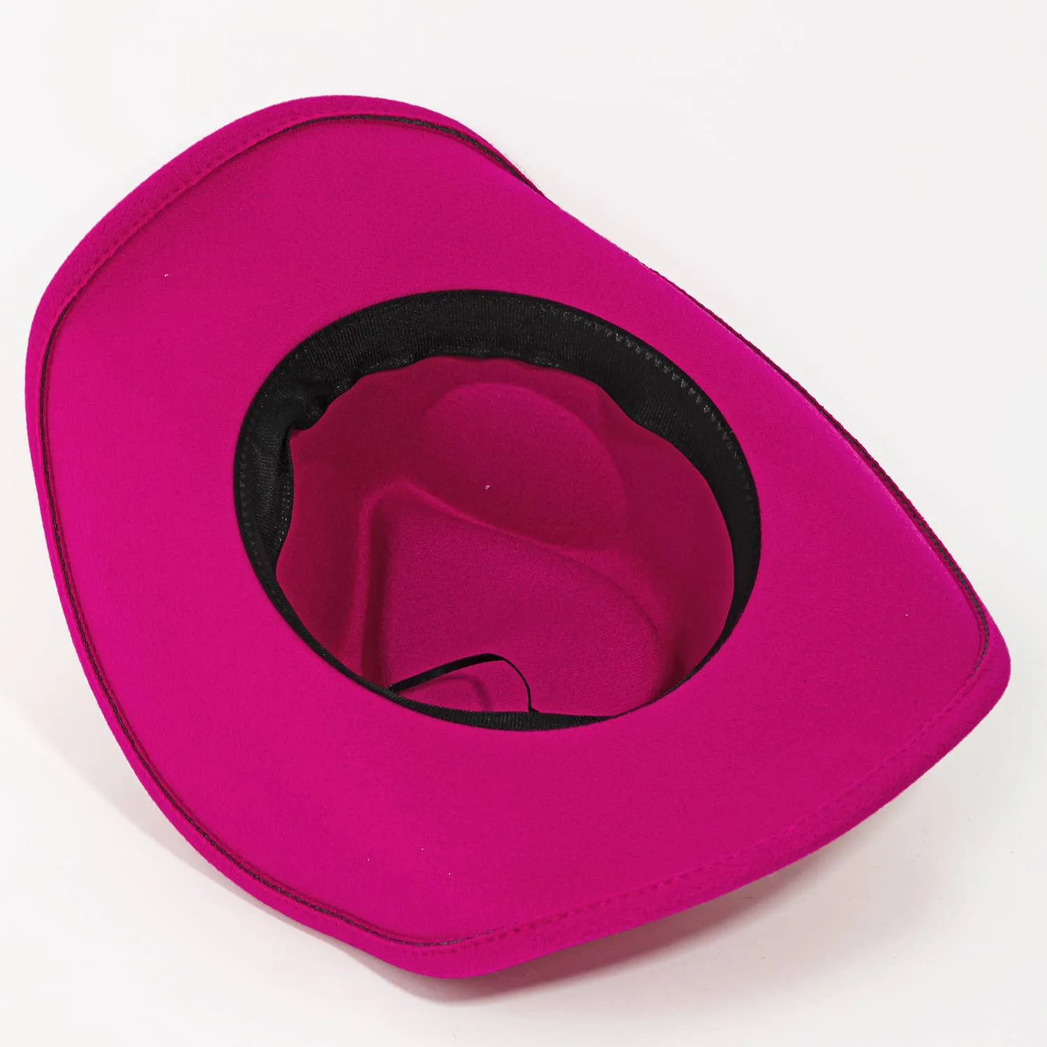 Zig Zag Ribbon Strap Cowboy Hat: Fuchsia